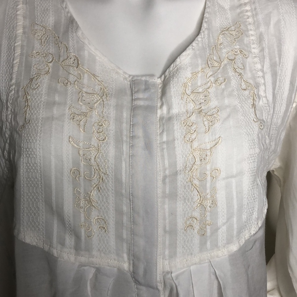 FREE PEOPLE Sheer Embroidered Tunic w/ Pockets Sz Small Petite - Picture 4 of 8